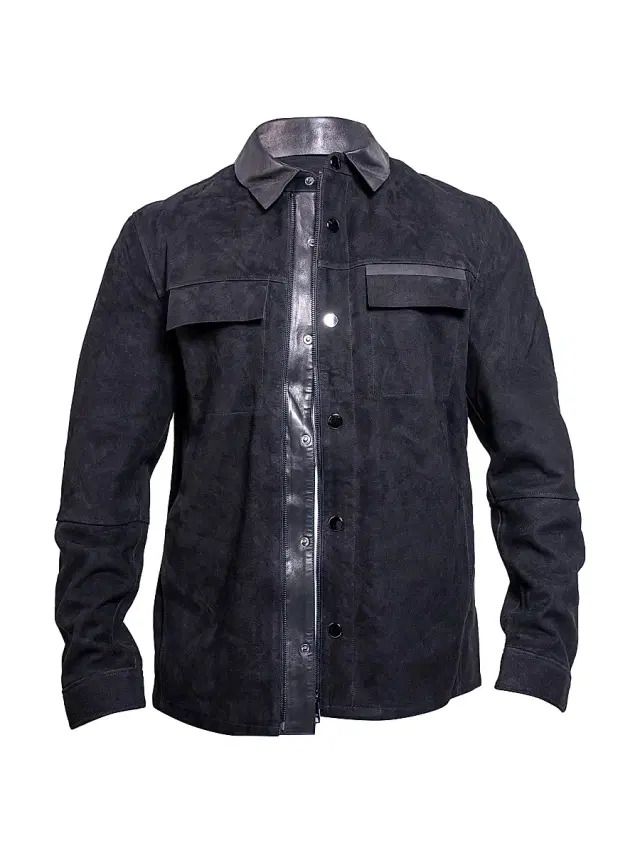Maceoo Men's Leather Resistance Jacket - Black