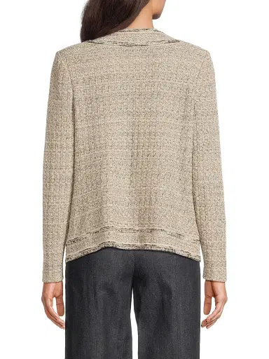Ming Wang Women's x Tanya Foster Heritage Shimmer Knit Tweed Jacket - Gold Black - Size Small | Thumbnail 5