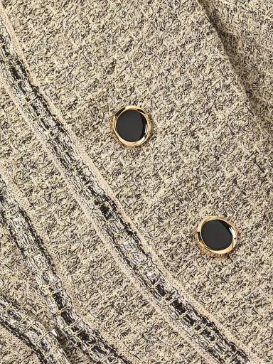 Ming Wang Women's x Tanya Foster Heritage Shimmer Knit Tweed Jacket - Gold Black - Size Small | Thumbnail 6
