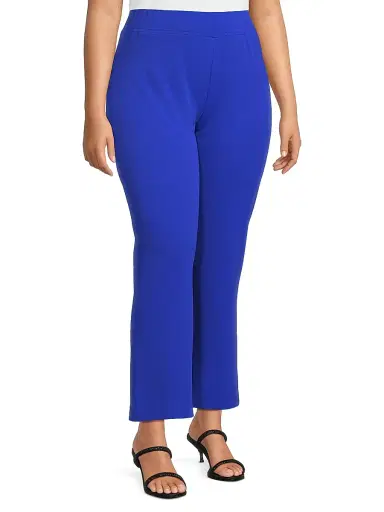 Ming Wang Women's Plus Stretch Deco Crepe Straight-Fit Pants - Sapphire Sea - Size 28 | Thumbnail 4