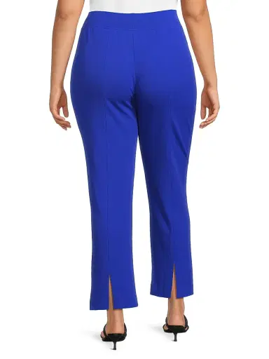Ming Wang Women's Plus Stretch Deco Crepe Straight-Fit Pants - Sapphire Sea - Size 28 | Thumbnail 5