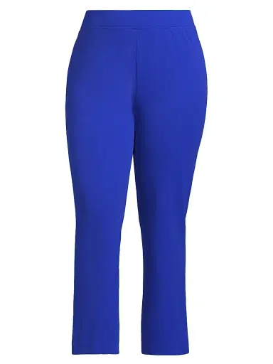 Ming Wang Women's Plus Stretch Deco Crepe Straight-Fit Pants - Sapphire Sea - Size 28 | Thumbnail 1