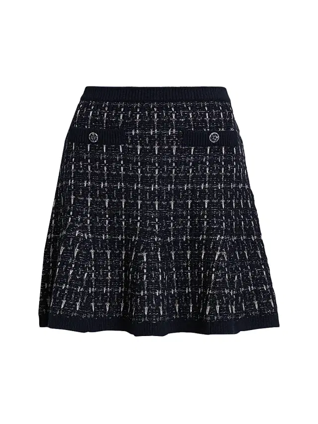 Cinq à Sept Women's Ainara Metallic Tweed A-Line Miniskirt - Navy Silver