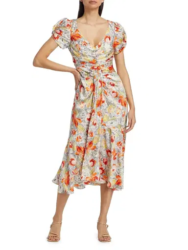 Cinq à Sept Women's Linework Floral Walker Dress - Multi | Thumbnail 2