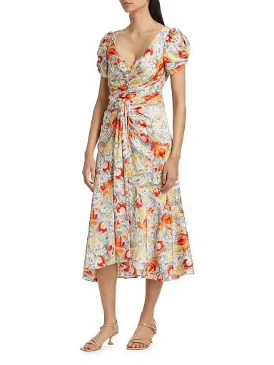 Cinq à Sept Women's Linework Floral Walker Dress - Multi | Thumbnail 4