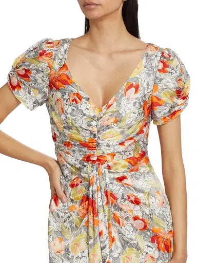 Cinq à Sept Women's Linework Floral Walker Dress - Multi | Thumbnail 6