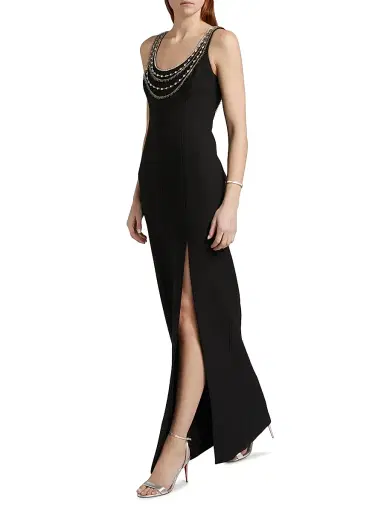 Cinq à Sept Women's April Crystal-Embellished Column Gown - Black Silver | Thumbnail 2