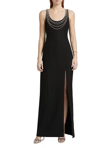Cinq à Sept Women's April Crystal-Embellished Column Gown - Black Silver | Thumbnail 3