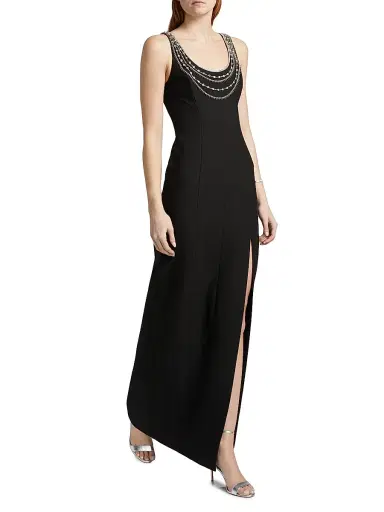 Cinq à Sept Women's April Crystal-Embellished Column Gown - Black Silver | Thumbnail 4