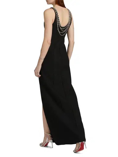 Cinq à Sept Women's April Crystal-Embellished Column Gown - Black Silver | Thumbnail 5