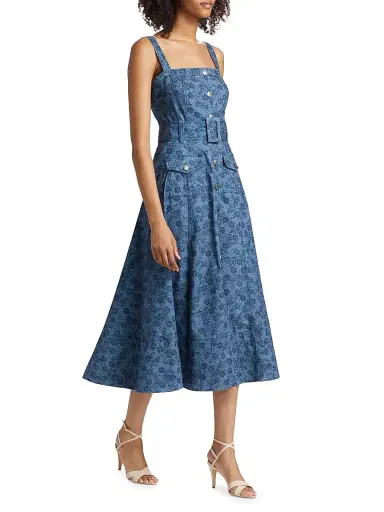 Cinq à Sept Women's Vega Floral Denim Fit-N-Flare Midi-Dress - Indigo Multi | Thumbnail 2