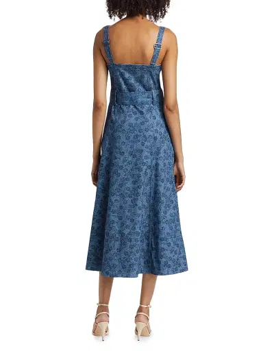 Cinq à Sept Women's Vega Floral Denim Fit-N-Flare Midi-Dress - Indigo Multi | Thumbnail 5