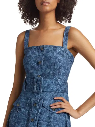Cinq à Sept Women's Vega Floral Denim Fit-N-Flare Midi-Dress - Indigo Multi | Thumbnail 6