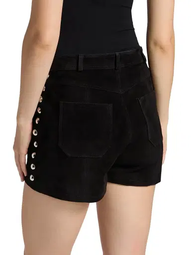 Cinq à Sept Women's Shannon Studded Suede Shorts - Black | Thumbnail 5