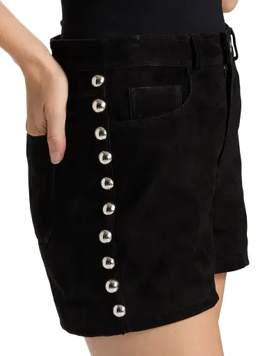 Cinq à Sept Women's Shannon Studded Suede Shorts - Black | Thumbnail 6