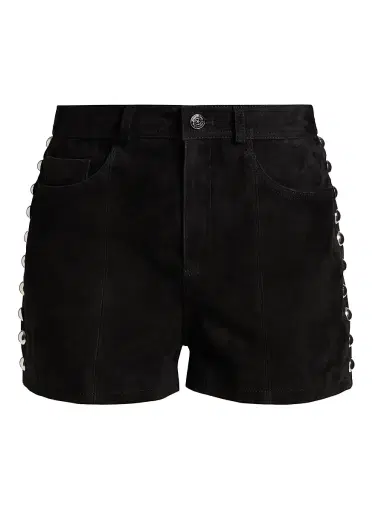 Cinq à Sept Women's Shannon Studded Suede Shorts - Black | Thumbnail 1
