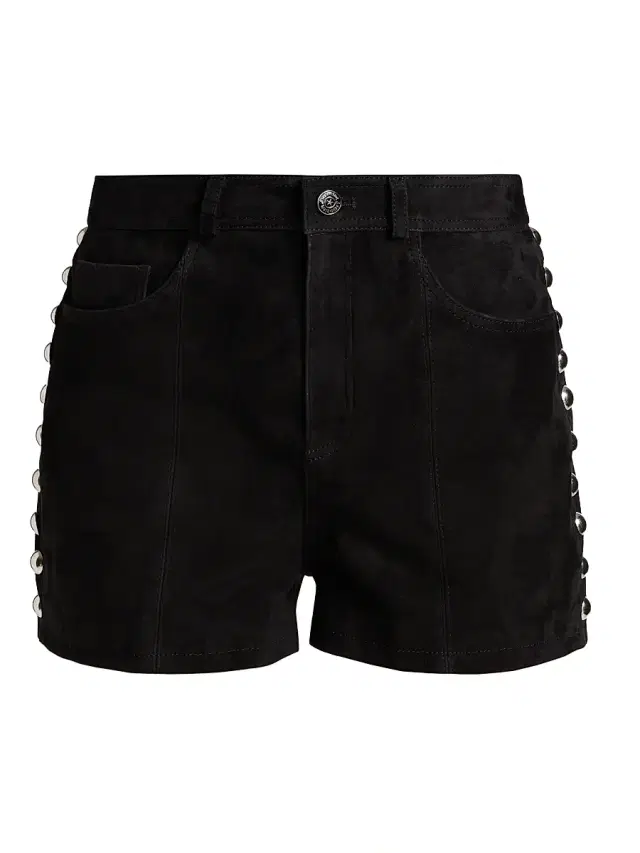 Cinq à Sept Women's Shannon Studded Suede Shorts - Black