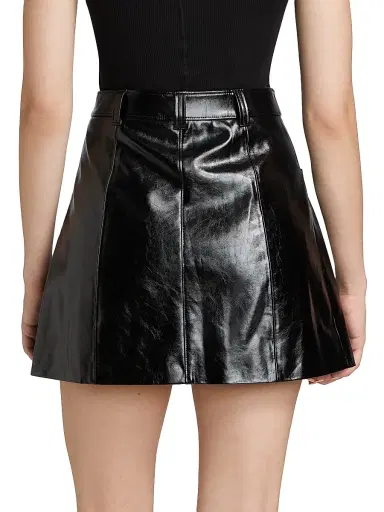 Cinq à Sept Women's Tade Patent Faux Leather Miniskirt - Black | Thumbnail 5