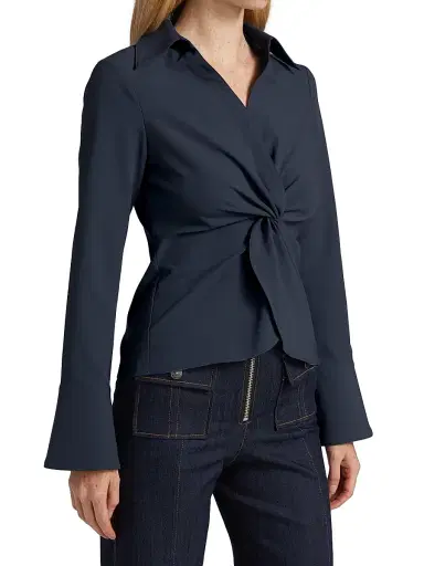 Cinq à Sept Women's Mckenna Twist-Front Blouse - Shadow | Thumbnail 4