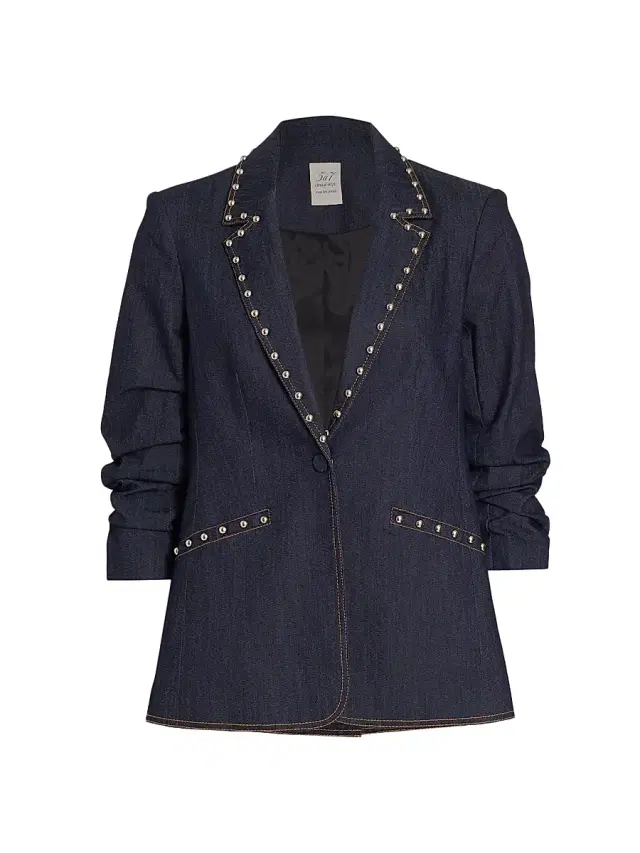 Cinq à Sept Women's Khloe Studded Denim Blazer - Indigo