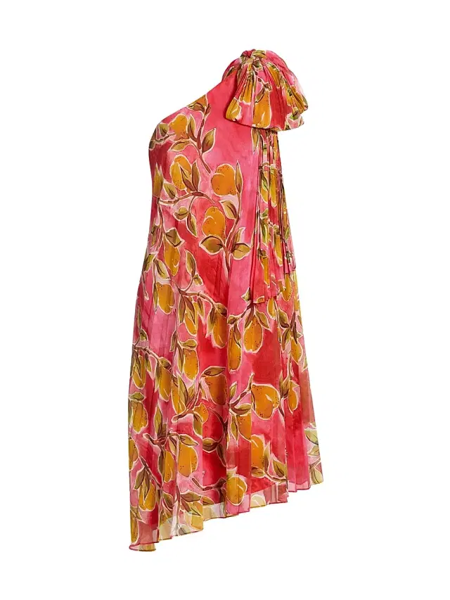 Badgley Mischka Women's One-Shoulder Printed Georgette Cocktail Dress - Pink Multi