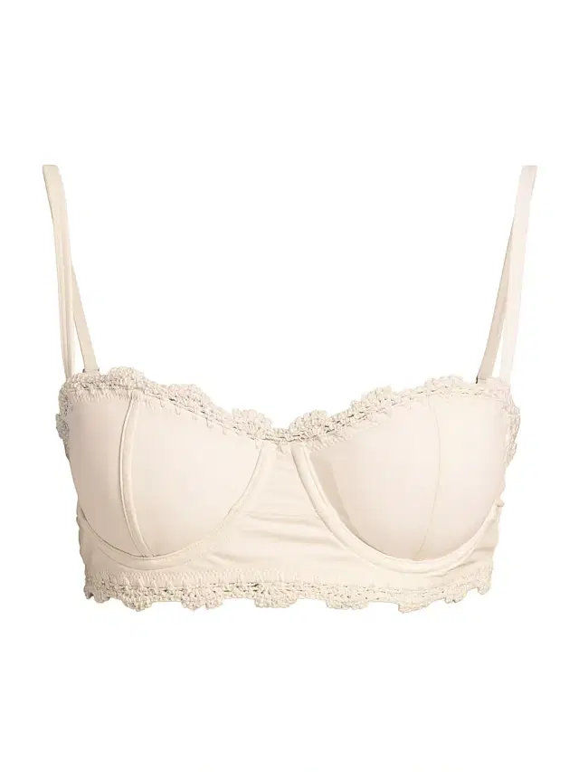 Ulla Johnson Women's Etiana Crocheted-Trim Bikini Top - Cowrie