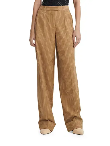 rag & bone Women's Marianne Italian Stripe Pants - Camel Stripe | Thumbnail 3