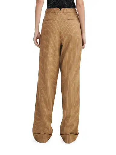 rag & bone Women's Marianne Italian Stripe Pants - Camel Stripe | Thumbnail 5