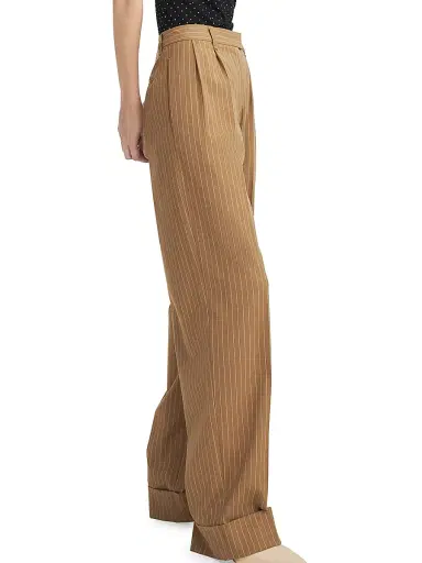 rag & bone Women's Marianne Italian Stripe Pants - Camel Stripe | Thumbnail 7