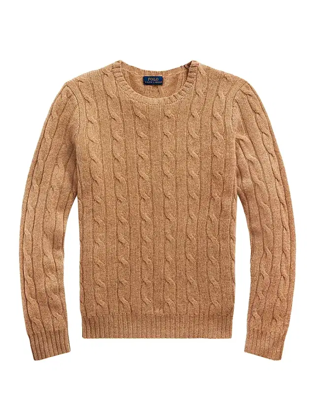 Polo Ralph Lauren Women's Julianna Cable-Knit Cashmere Sweater - Camel Melange