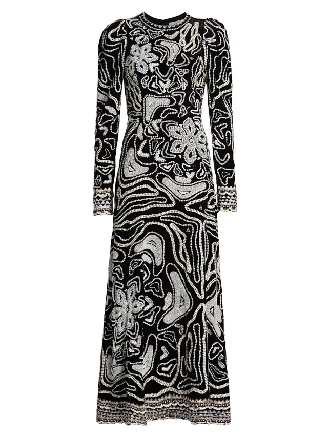 Ulla Johnson Women's Alexia Bead & Sequin-Embroidered Velvet Gown - Obsidian