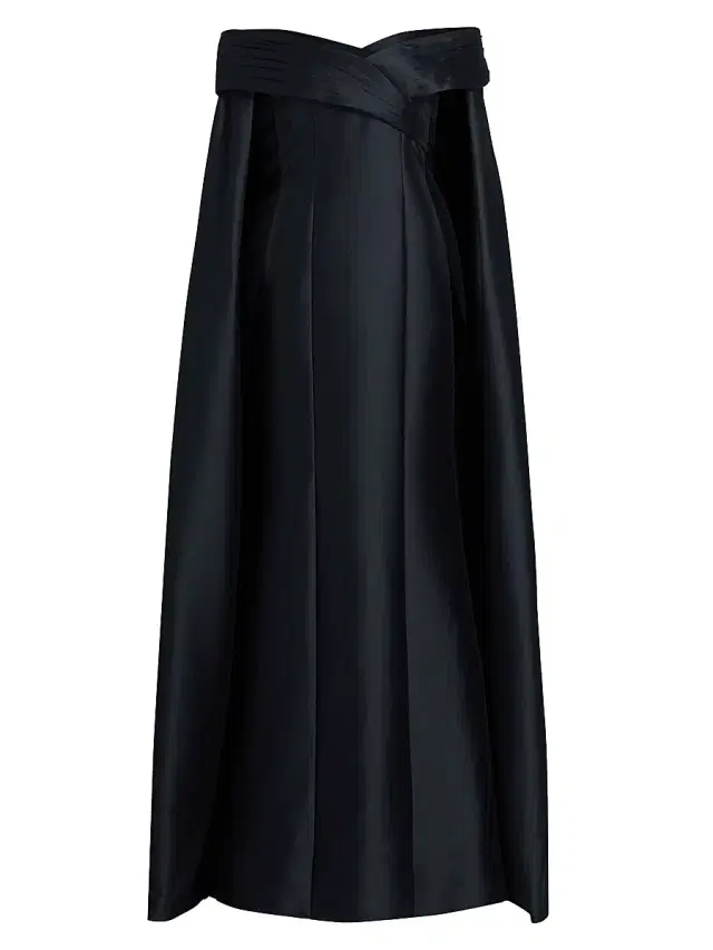 Badgley Mischka Women's Mikado Off-The-Shoulder Cape Gown - Navy