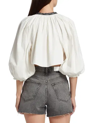 RE/DONE Women's Split-Neck Blouson Crop Top | Thumbnail 5