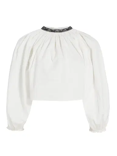 RE/DONE Women's Split-Neck Blouson Crop Top | Thumbnail 1