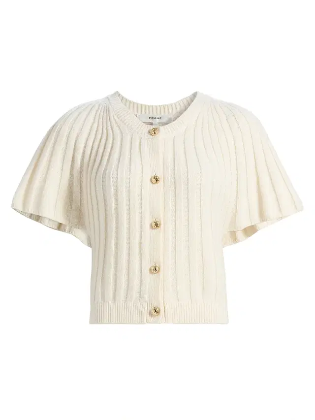 FRAME Women's Flutter-Sleeve Wool-Cashmere Cardigan - Cream