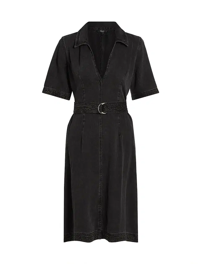 Rails Women's Mavis Belted Denim Knee-Length Dress - Washed Black