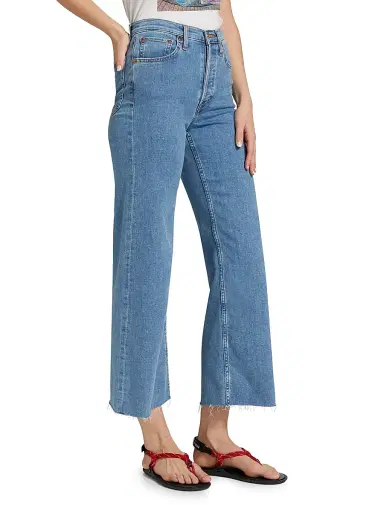 Re/done Women's High-Rise Wide-Leg Crop Jeans - Runyon | Thumbnail 4 Re/done Women's High-Rise Wide-Leg Crop Jeans - Runyon | Thumbnail 4