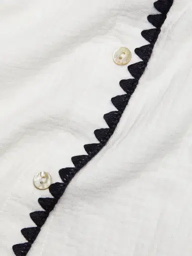RAILS Women's Idania Contrast-Piped Cotton Shirt - Black Blanket Stitch - Size XL | Thumbnail 7