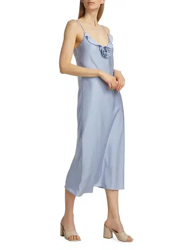 Wayf Women's Bailey Satin Rosette Midi-Dress | Thumbnail 2