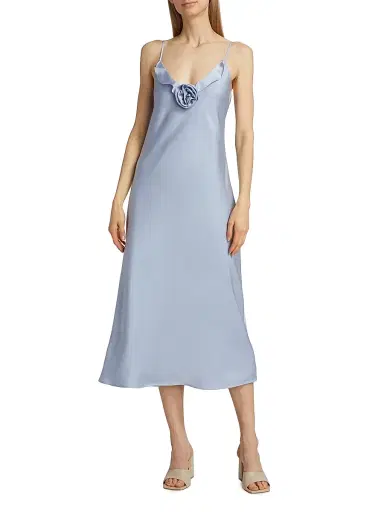 Wayf Women's Bailey Satin Rosette Midi-Dress | Thumbnail 3