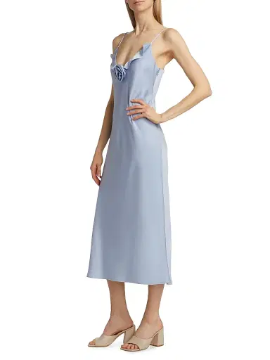 Wayf Women's Bailey Satin Rosette Midi-Dress | Thumbnail 4