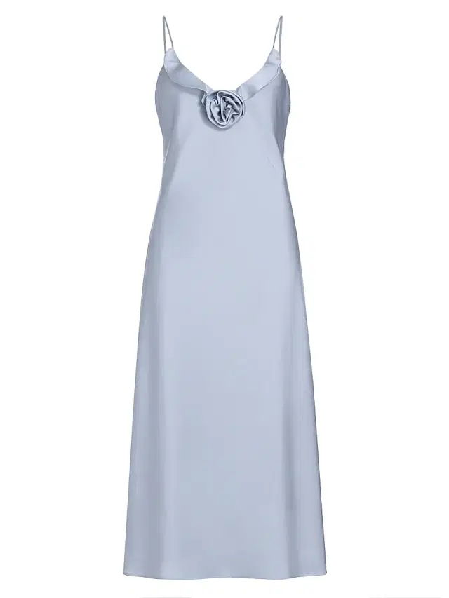 Wayf Women's Bailey Satin Rosette Midi-Dress - Ice Blue