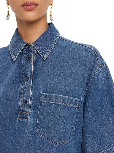 Frame Women's The Tennis Denim Minidress - Blue - Size XL | Thumbnail 5 Frame Women's The Tennis Denim Minidress - Blue - Size XL | Thumbnail 5