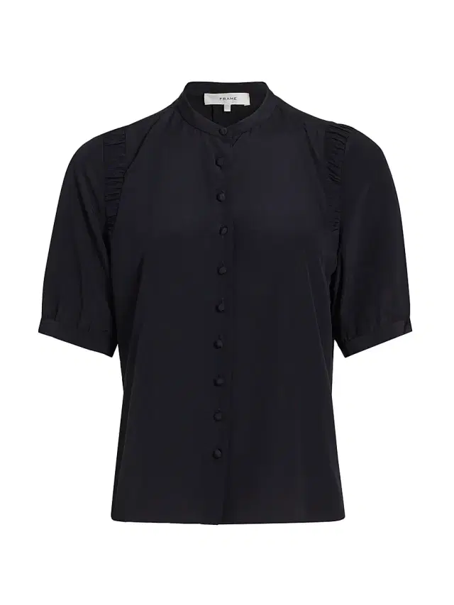 FRAME Women's The Silk Gathered Top - Navy