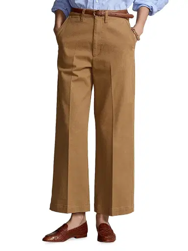 Polo Ralph Lauren Women's Cropped Stretch-Cotton Wide-Leg Pant - Khaki | Thumbnail 4 Polo Ralph Lauren Women's Cropped Stretch-Cotton Wide-Leg Pant - Khaki | Thumbnail 4