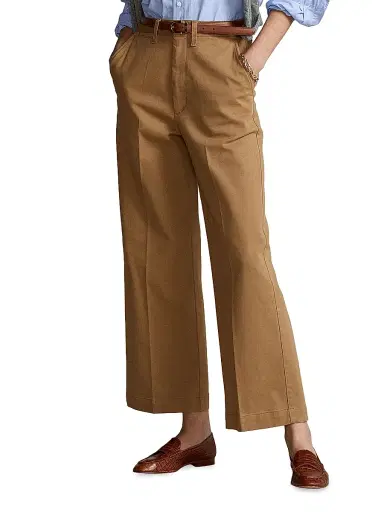 Polo Ralph Lauren Women's Cropped Stretch-Cotton Wide-Leg Pant - Khaki | Thumbnail 5 Polo Ralph Lauren Women's Cropped Stretch-Cotton Wide-Leg Pant - Khaki | Thumbnail 5