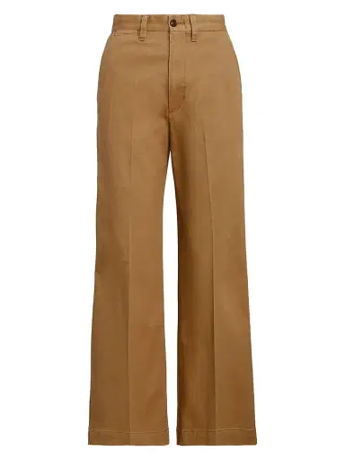Polo Ralph Lauren Women's Cropped Stretch-Cotton Wide-Leg Pant - Khaki | Thumbnail 1 Polo Ralph Lauren Women's Cropped Stretch-Cotton Wide-Leg Pant - Khaki | Thumbnail 1