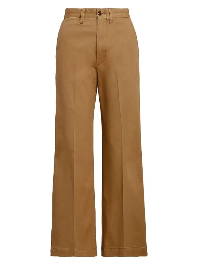 Polo Ralph Lauren Women's Cropped Stretch-Cotton Wide-Leg Pant - Khaki