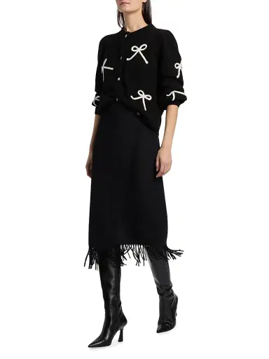 Rails Women's Francesca Bow-Embroidered Cardigan - Black | Thumbnail 2