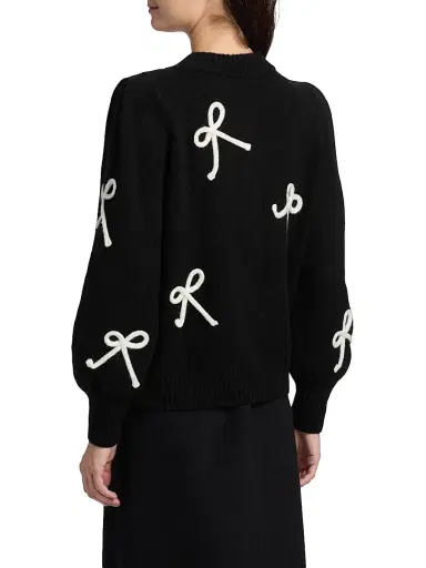 Rails Women's Francesca Bow-Embroidered Cardigan - Black | Thumbnail 5